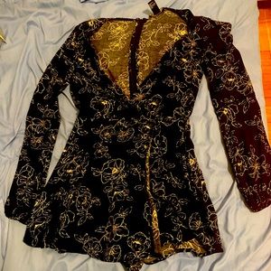 Floral long sleeve romper